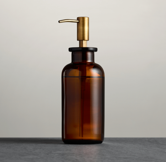 Pharmacy Soap Dispenser Amber Glass 