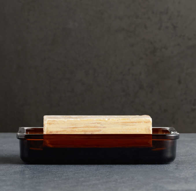 Pharmacy Soap Dish Amber Glass 