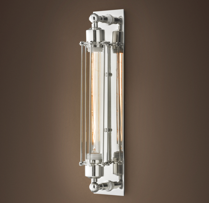 Grand Edison Caged Sconce Polished Nickel