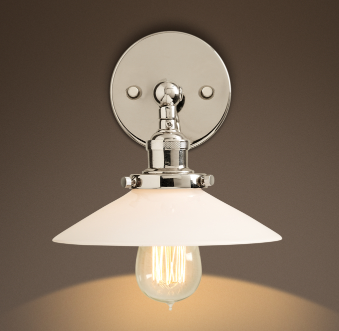 Milk Glass Filament Sconce Polished Nickel