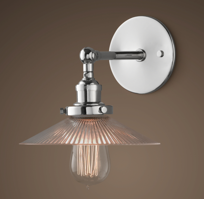 Ribbed Glass Filament Sconce Polished Nickel