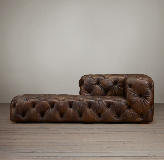 Soho Tufted Leather Left-Arm Chaise