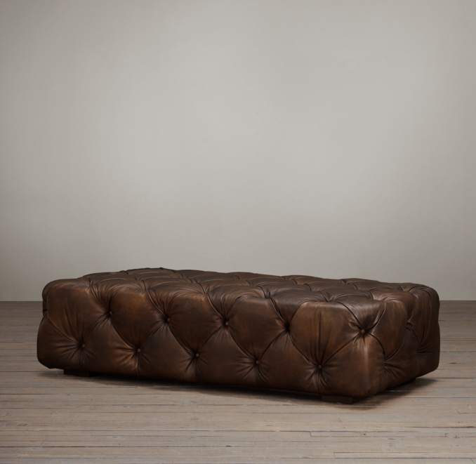 Soho Tufted Leather Ottoman
