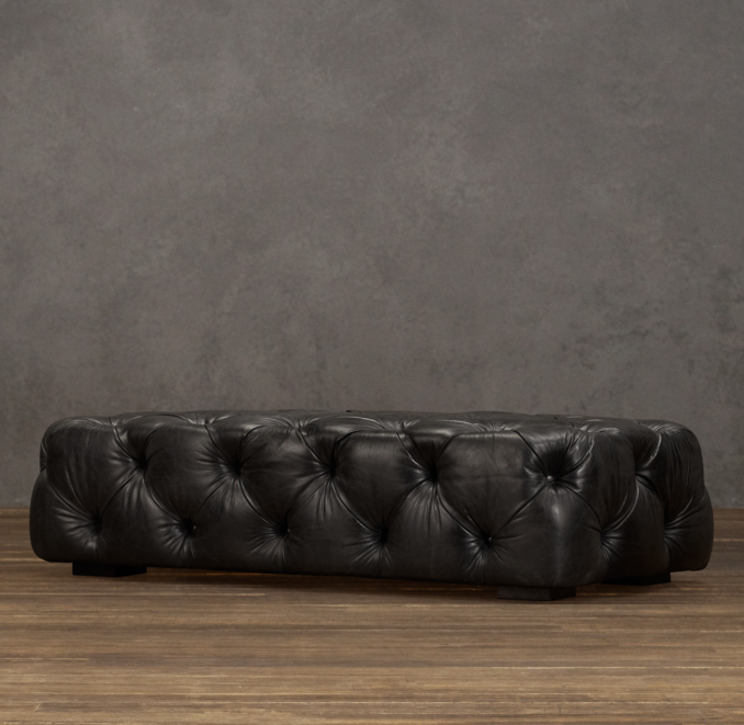 Soho Tufted Leather Ottoman