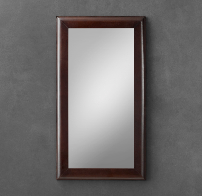 Leather Framed Mirror - Brown