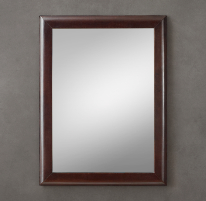 Leather Framed Mirror - Brown