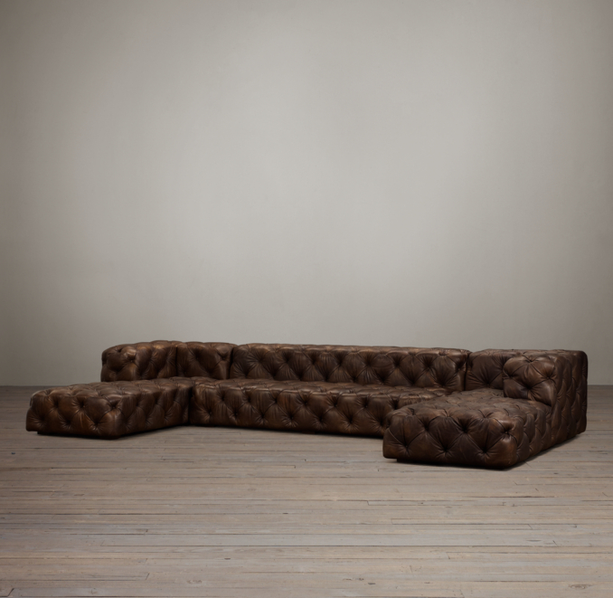 Soho Tufted Leather U-Chaise Sectional