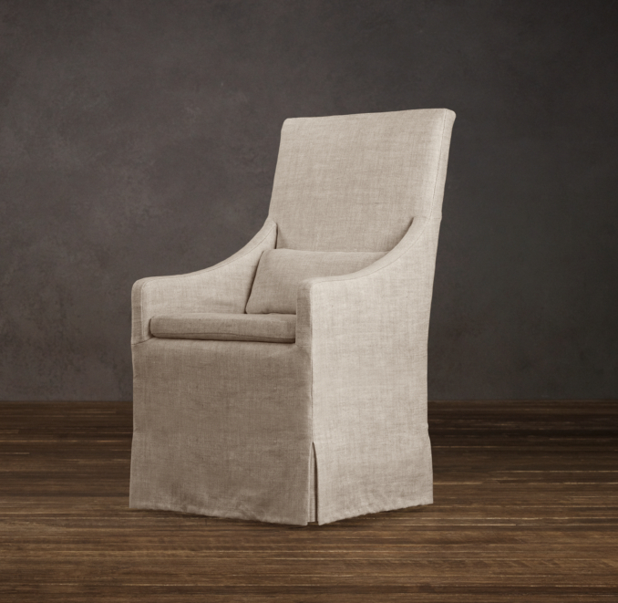 Slipcovered Slope Arm Dining Armchair Slipcover