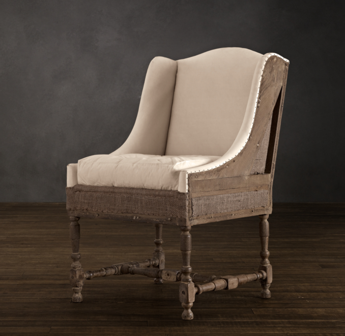 Deconstructed Slope Arm Dining Chair Antiqued Cotton