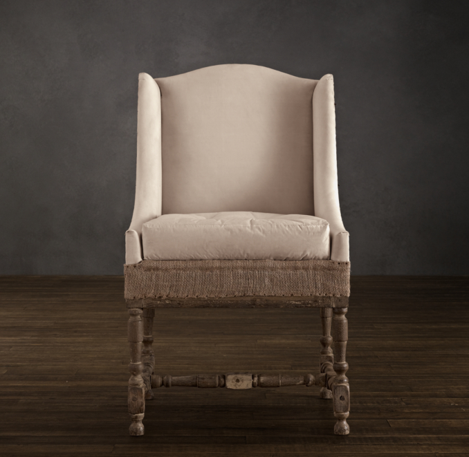Deconstructed Slope Arm Dining Chair Antiqued Linen