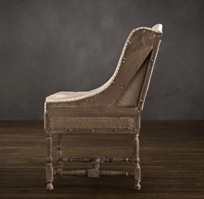 Deconstructed Slope Arm Dining Chair Antiqued Linen