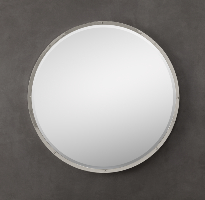Bistro Polished Nickel Round Mirror 