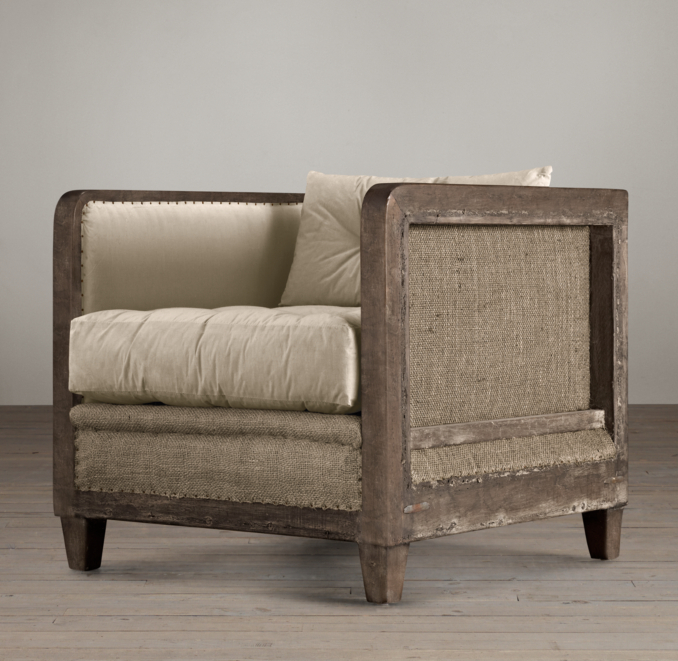 Deconstructed Shelter Arm Chair Antiqued Cotton