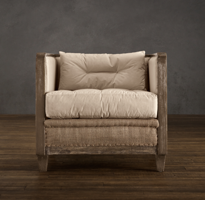 Deconstructed Shelter Arm Chair Antiqued Cotton