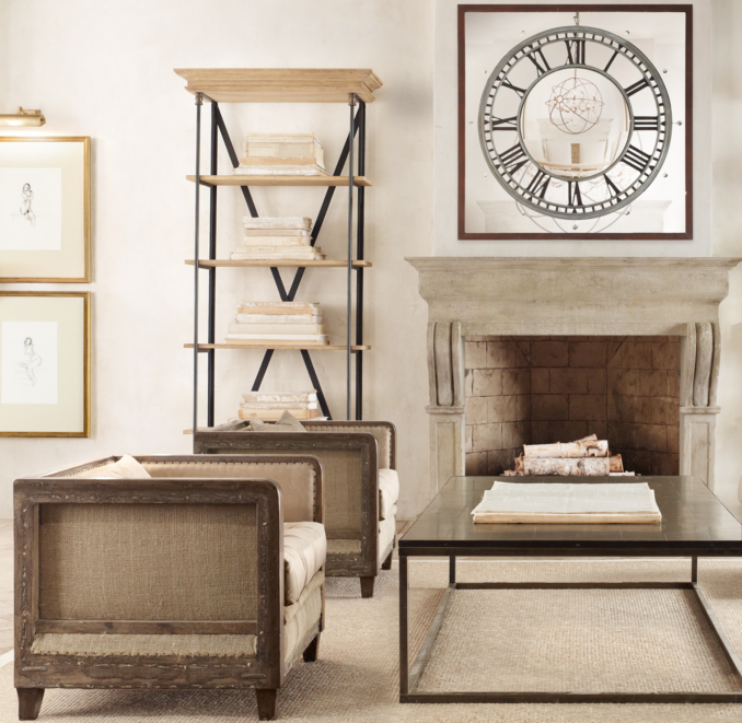 Deconstructed Shelter Arm Chair Antiqued Cotton