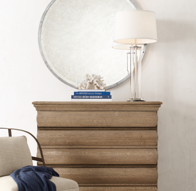 French Column Glass Table Lamp Polished Nickel