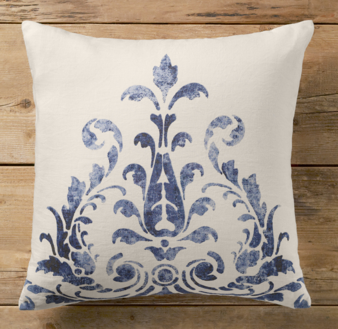 Floral Scroll Print Pillow Cover