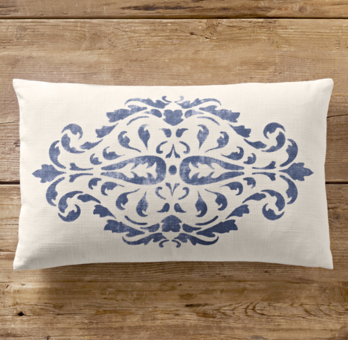 Floral Scroll Print Pillow Cover Lumbar