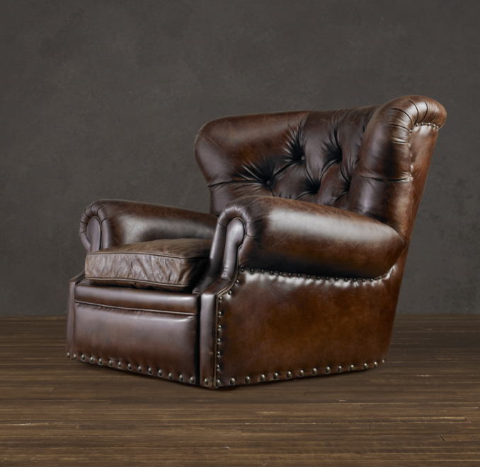 Churchill Leather Swivel Chair with Nailheads