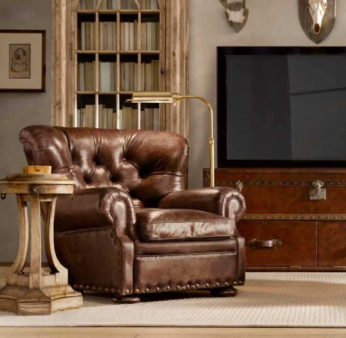 Churchill Leather Swivel Chair with Nailheads