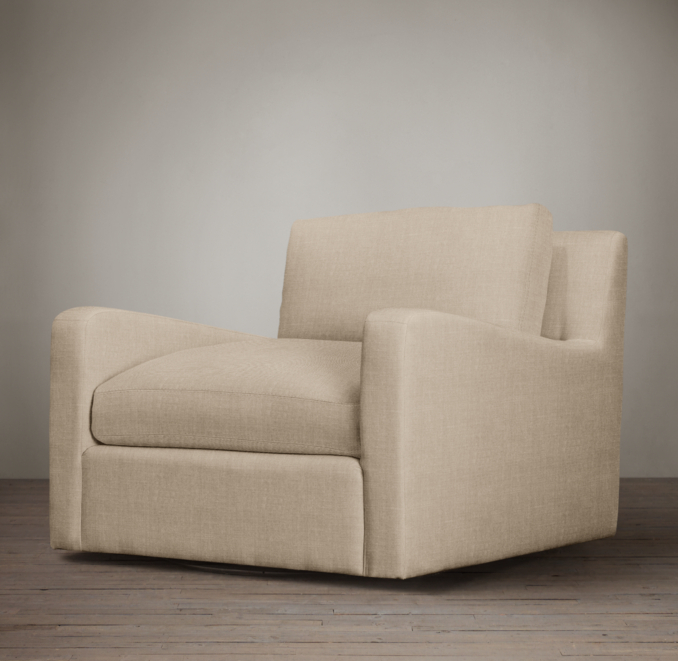 Belgian Slope Arm Upholstered Swivel Chair