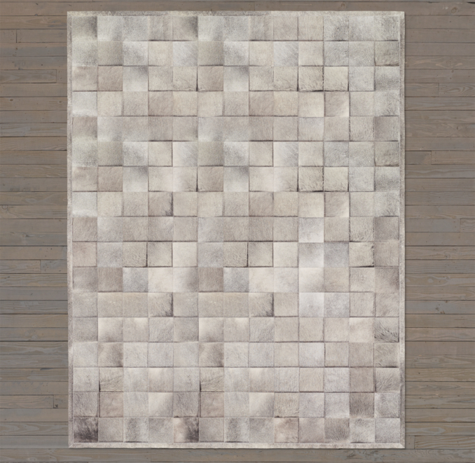 Argentine Cowhide Tile Rug Swatch - Grey
