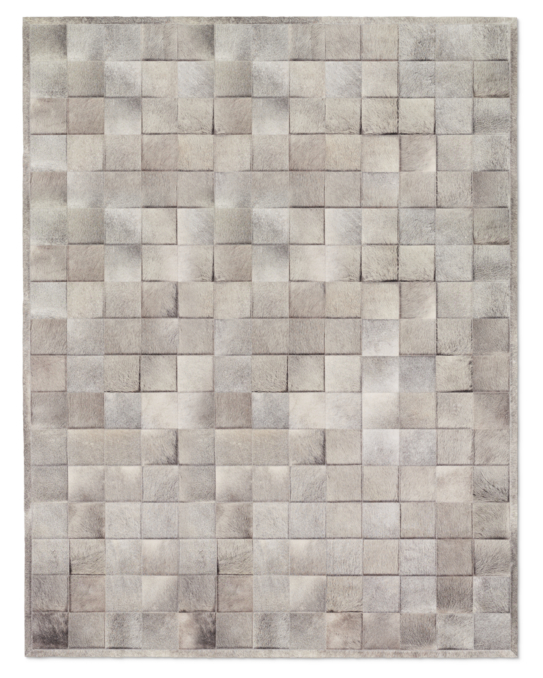 Argentine Cowhide Tile Rug - Grey