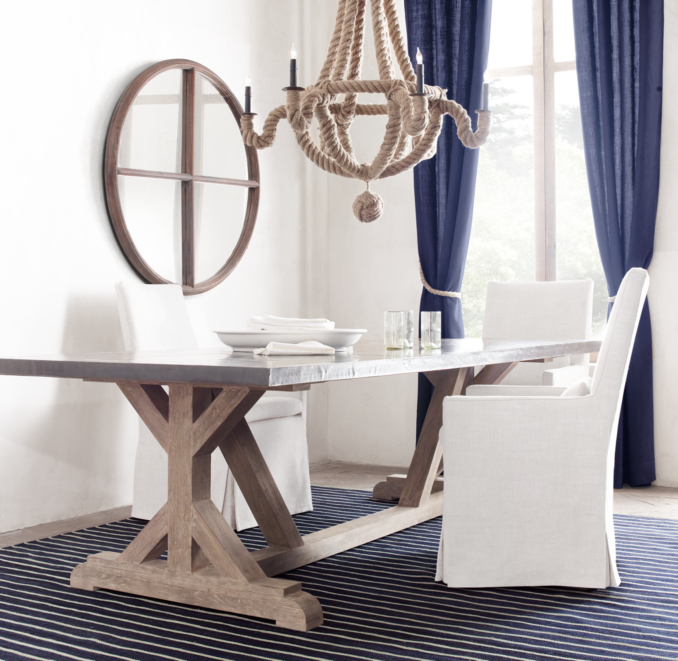 Flatweave Pinstripe Wool Rug Swatch - Blue/Ivory