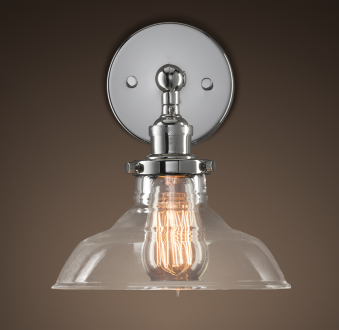 Glass Barn Filament Sconce Polished Nickel