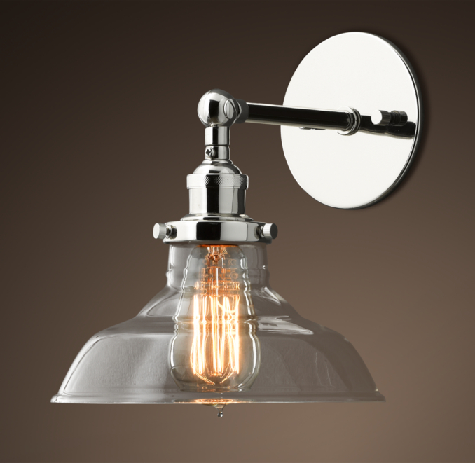 Glass Barn Filament Sconce Polished Nickel