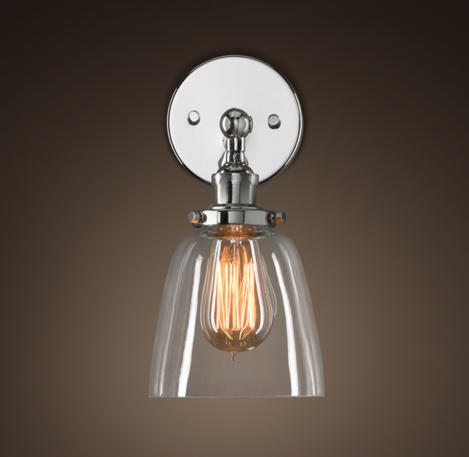 Glass Cloche Filament Sconce Polished Nickel