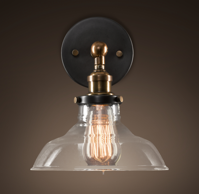 Glass Barn Filament Sconce Aged Steel