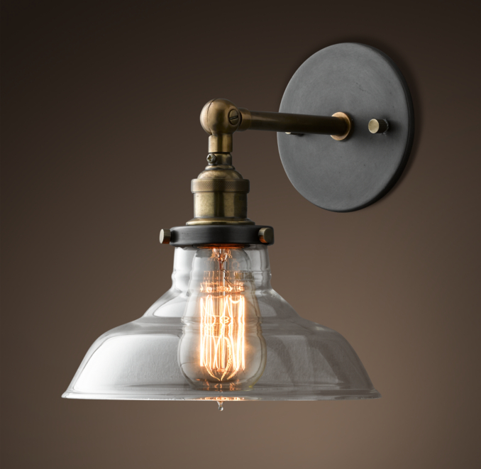 Glass Barn Filament Sconce Aged Steel