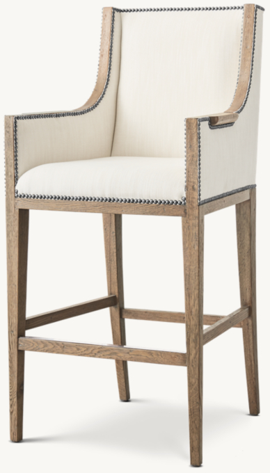 Shown in White Perennials&#174; Performance Textured Linen Weave with Waxed Natural Oak finish.