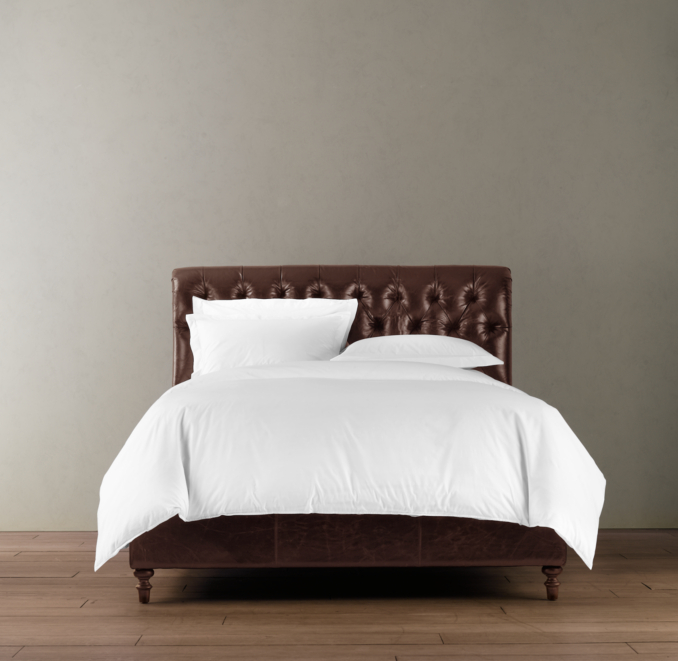 Chesterfield Leather Sleigh Bed Without Footboard