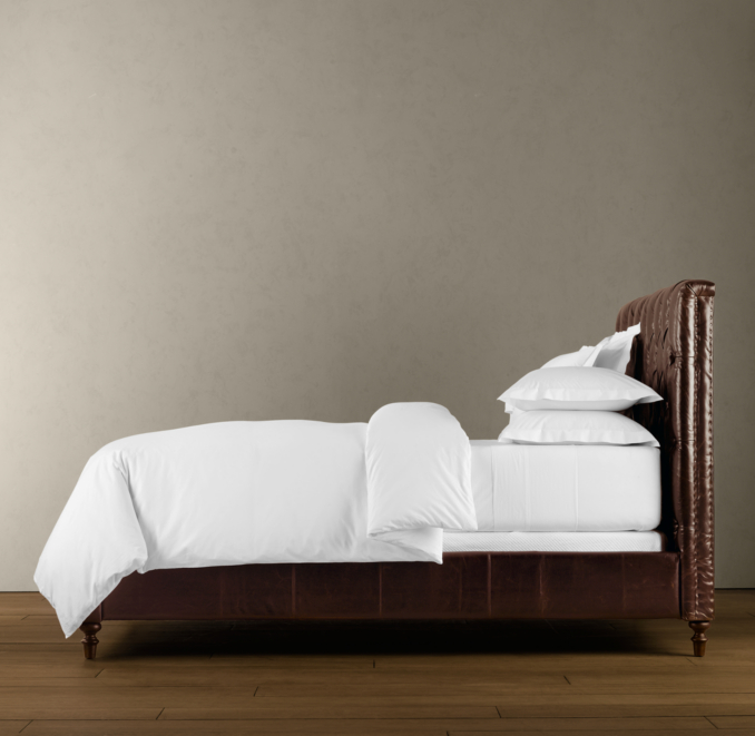 Chesterfield Leather Panel Bed Without Footboard