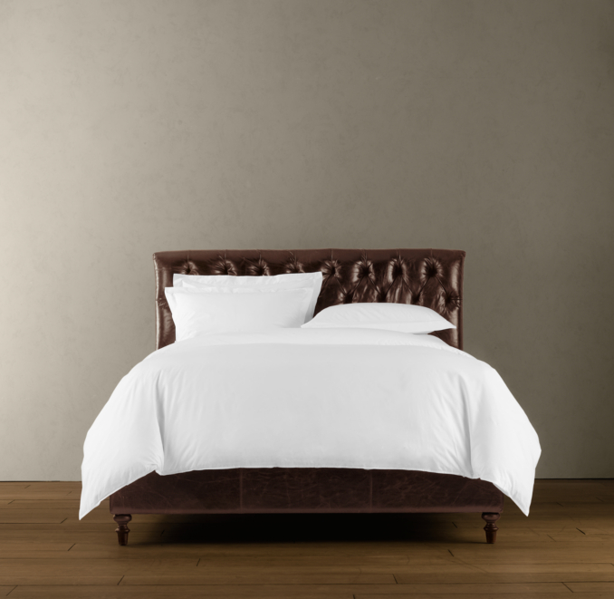 Chesterfield Leather Panel Bed Without Footboard