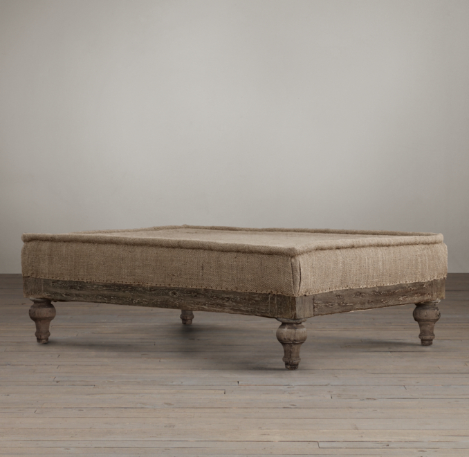 Deconstructed 49" French Napoleonic Ottoman Antiqued Cotton