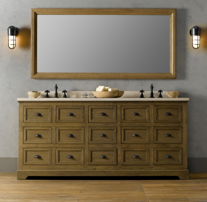 Apothecary Bin Pull Double Vanity Sink 