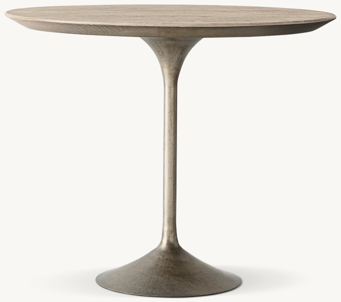 36&#34; table shown in Ash Grey Oak/Antiqued Pewter.