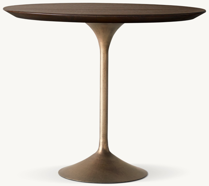 36&#34; table shown in Dark Brown Walnut/Antiqued Brass.