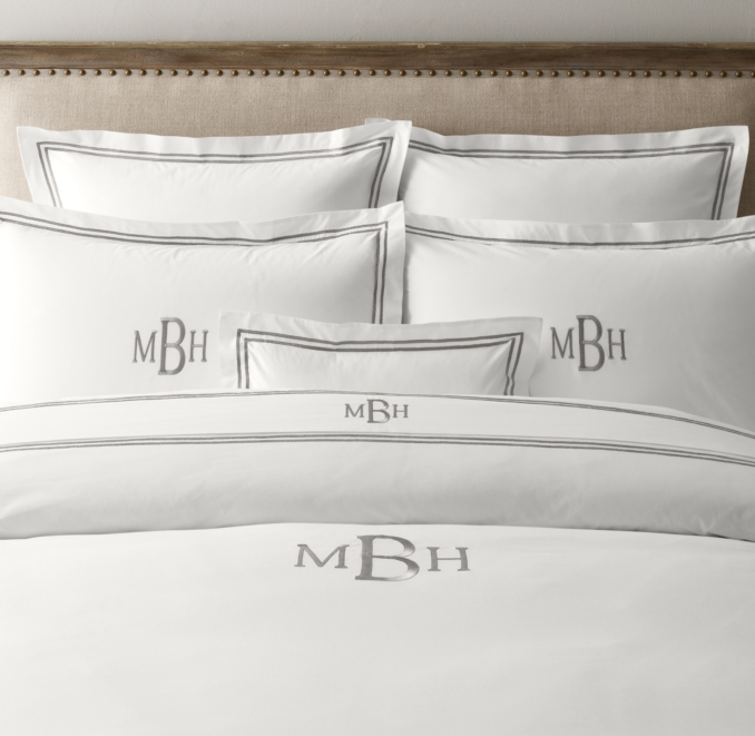 Italian Hotel Satin Stitch Bedding White Collection