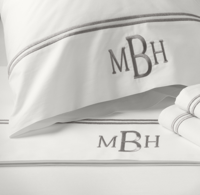Italian Hotel Satin Stitch Bedding White Collection
