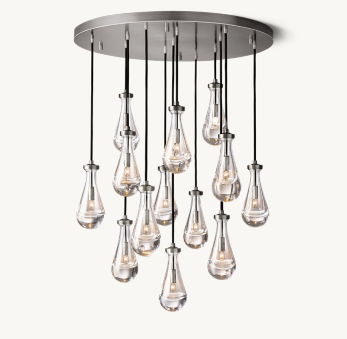 Shown in Satin Nickel with standard cord length set for 10&#39; ceiling height.