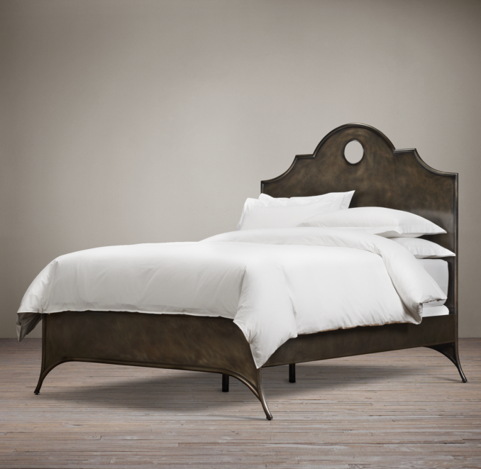 19th C. Keyhole Metal Arch Bed without Footboard