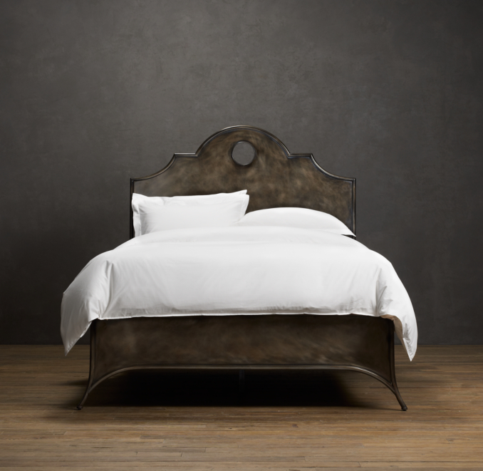 19th C. Keyhole Metal Arch Bed without Footboard