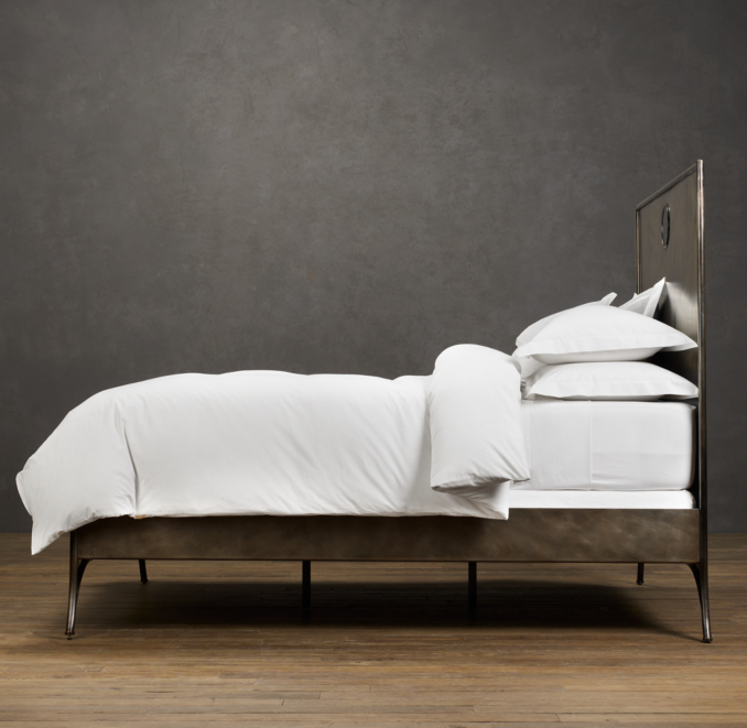 19th C. Keyhole Metal Square Bed without Footboard