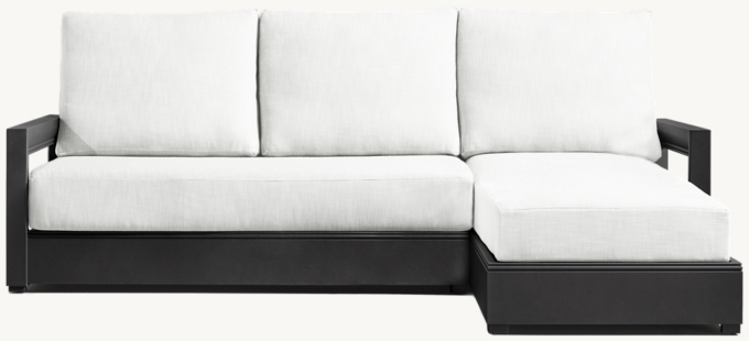 Shown in Iron. Cushions (sold separately) shown in White Perennials&#174; Performance Textured Linen Weave. Sectional consists of 1 two-seat left-arm sofa and 1 right-arm chaise.
