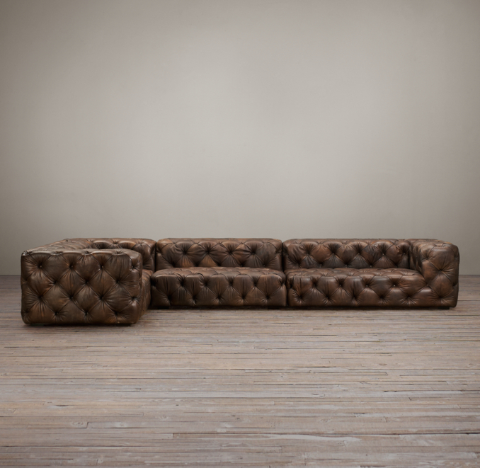 Soho Tufted Leather Left-Arm L-Sectional