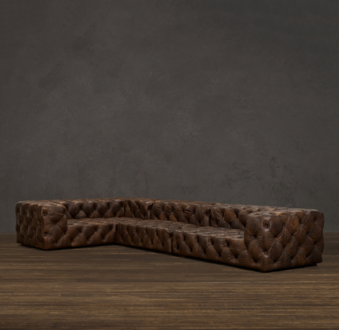 Soho Tufted Leather Left-Arm L-Sectional